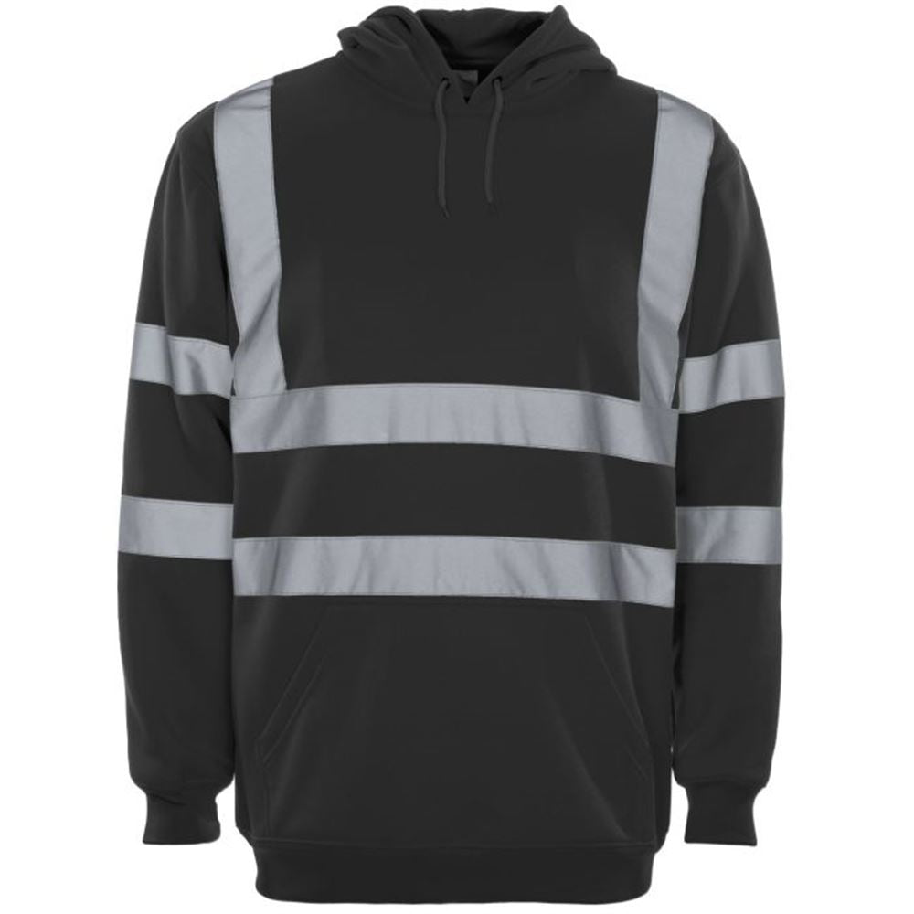 Supertouch Black Hi Vis Hooded Sweatshirt