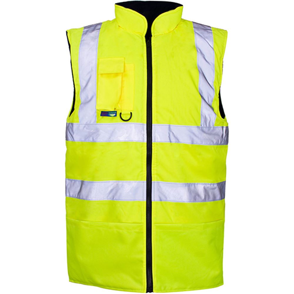 Supertouch Yellow Fleece Lined Hi Vis Reversible Bodywarmer