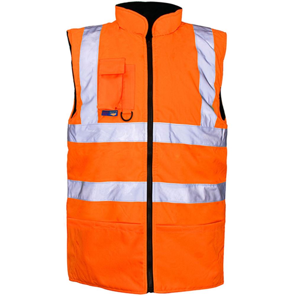 Supertouch Orange Fleece Lined Hi Vis Reversible Bodywarmer