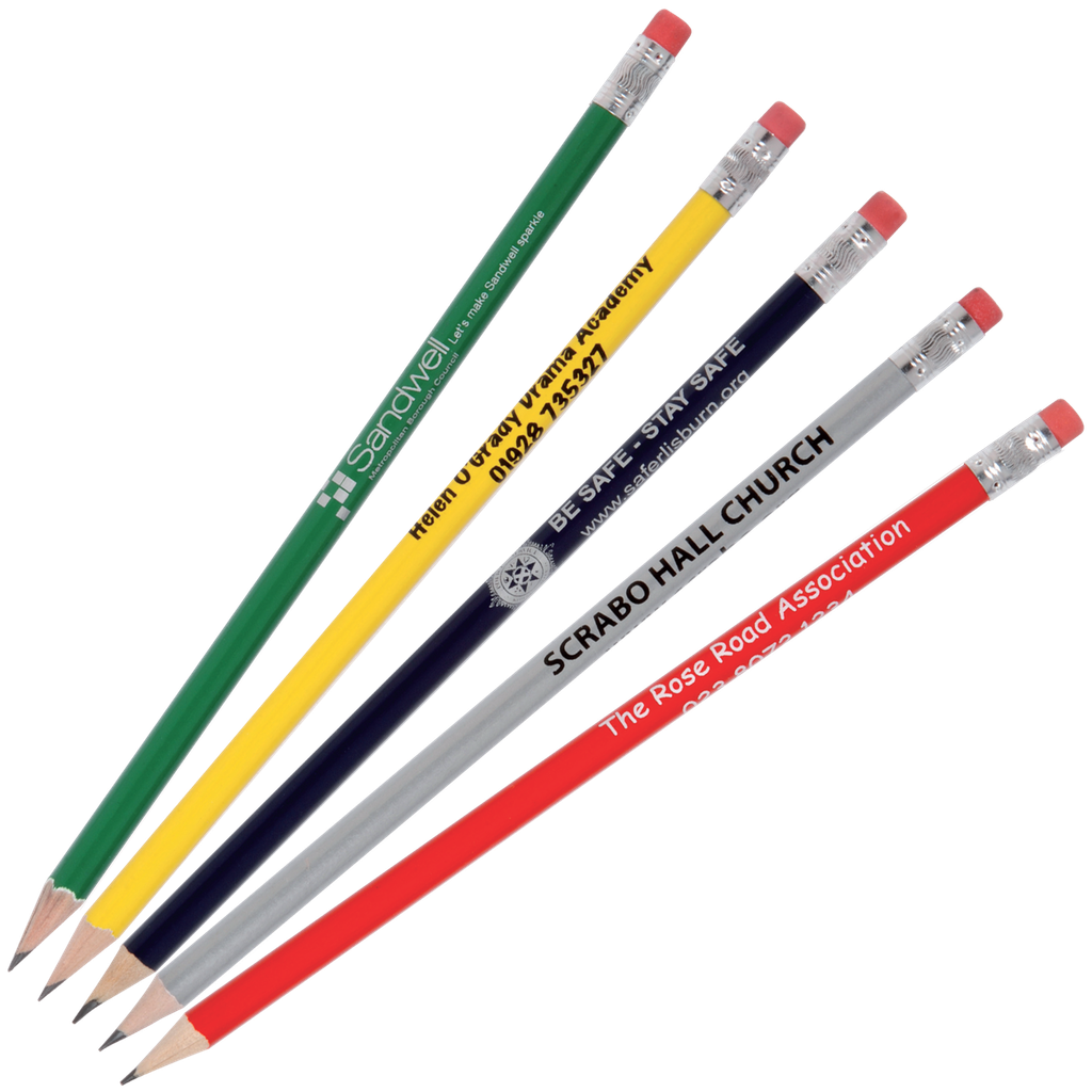 Printed Pencils - Silver Ferrule