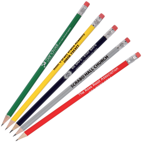 Printed Pencils - Silver Ferrule