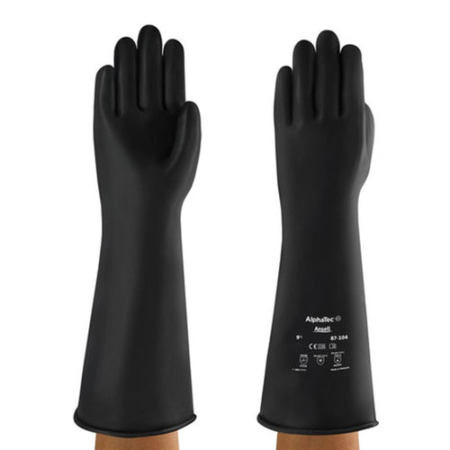 Ansell AlphaTec 87-104 Heavy Duty Rubber Chemical Resistant Gauntlet 43cm