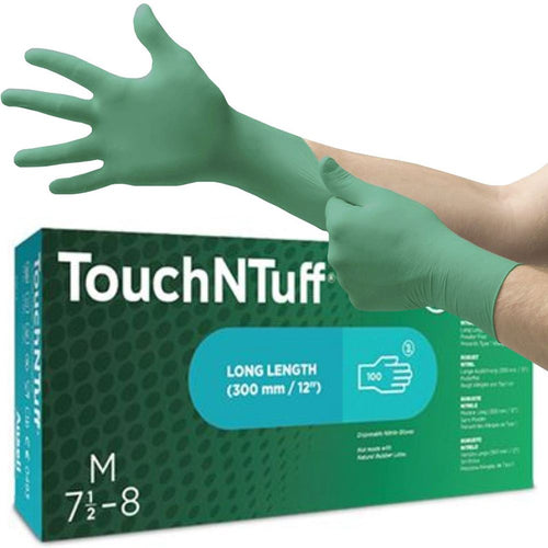 Ansell TouchNTuff 92-605 Long-Cuffed Powder Free Nitrile Disposable Gloves AQL1.5 (Box 100)