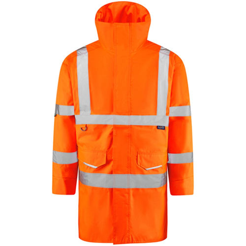 Leo Workwear Tawstock Rail Orange EcoViz 4K Baffle Lined Waterproof Hi Vis Jacket