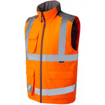 Leo Workwear Orange Waterproof Breathable 3-in-1 Hi Vis Clovelly Jacket with Torrington Bodywarmer