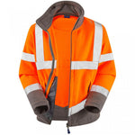 Leo Workwear Orange Waterproof Breathable 3-in-1 Hi Vis Clovelly Jacket with Hartland Fleece
