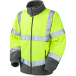 Leo Workwear Yellow EcoViz Waterproof Breathable 3-in-1 Hi Vis Clovelly Jacket with Hartland Fleece