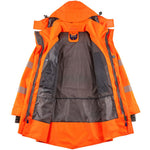 Leo Workwear Clovelly Rail Orange EcoViz 15K Performance+ Waterproof Breathable Executive Hi Vis Jacket