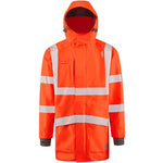 Leo Workwear Clovelly Rail Orange EcoViz 15K Performance+ Waterproof Breathable Executive Hi Vis Jacket