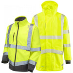 Leo Workwear Yellow Waterproof Breathable 3-in-1 Hi Vis Clovelly Jacket with Buckland Softshell