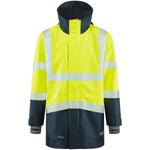 Leo Workwear Clovelly Yellow/Navy EcoViz 15K Performance+ Waterproof Breathable Executive Hi Vis Jacket