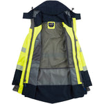 Leo Workwear Clovelly Yellow/Navy EcoViz 15K Performance+ Waterproof Breathable Executive Hi Vis Jacket
