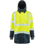 Leo Workwear Clovelly Yellow/Navy EcoViz 15K Performance+ Waterproof Breathable Executive Hi Vis Jacket