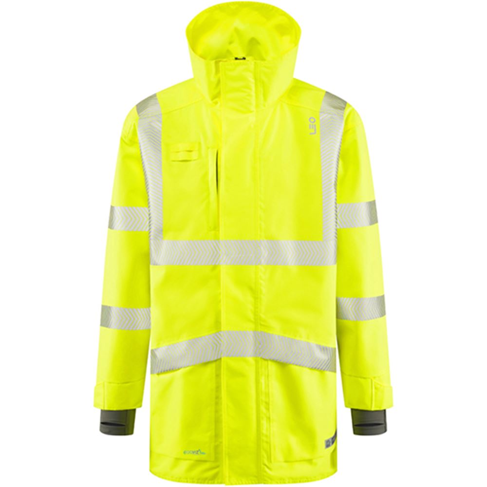 Leo Workwear Clovelly Yellow EcoViz 15K Performance+ Waterproof Breathable Executive Hi Vis Jacket