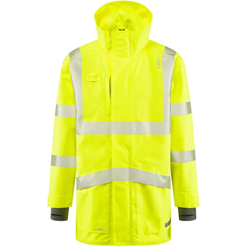 Leo Workwear Clovelly Yellow EcoViz 15K Performance+ Waterproof Breathable Executive Hi Vis Jacket