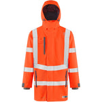 Leo Workwear Eastleigh Orange EcoViz 10K Mesh Lined Waterproof Breathable Hi Vis Jacket
