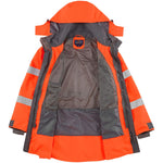 Leo Workwear Eastleigh Orange EcoViz 10K Mesh Lined Waterproof Breathable Hi Vis Jacket