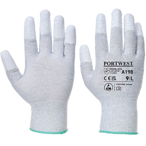 Portwest A198 Antistatic PU Fingertip Gloves - 13g