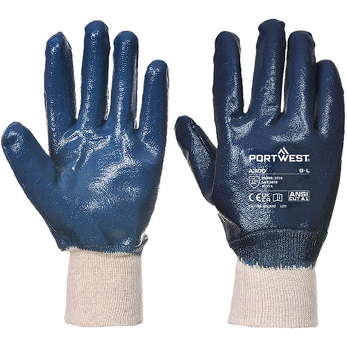 Portwest A300 Nitrile Knitwrist Work Gloves with Nitrile Coatings - 12g