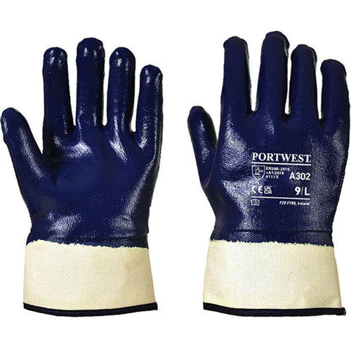 Portwest A302 Fully Dipped Nitrile Gloves with Safety Cuff