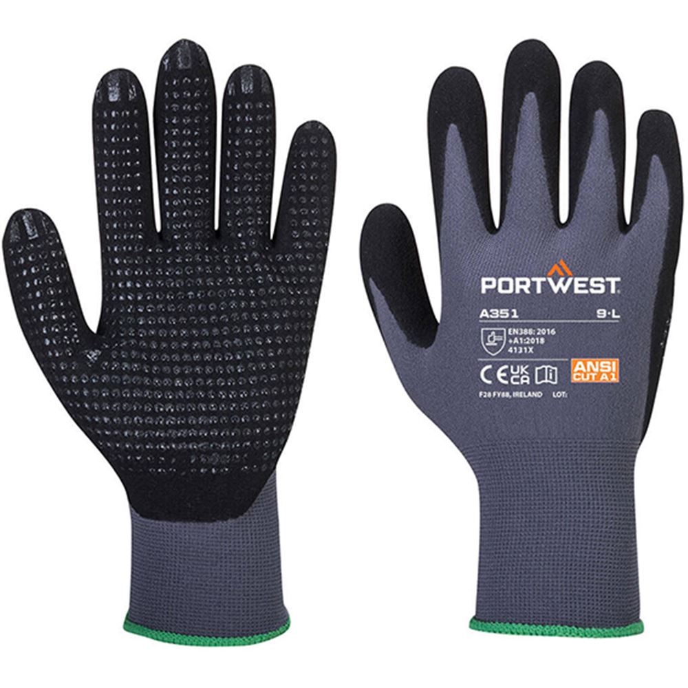 Portwest A351 Dermiflex Plus Glove with Dotted Nitrile Coating - 15g