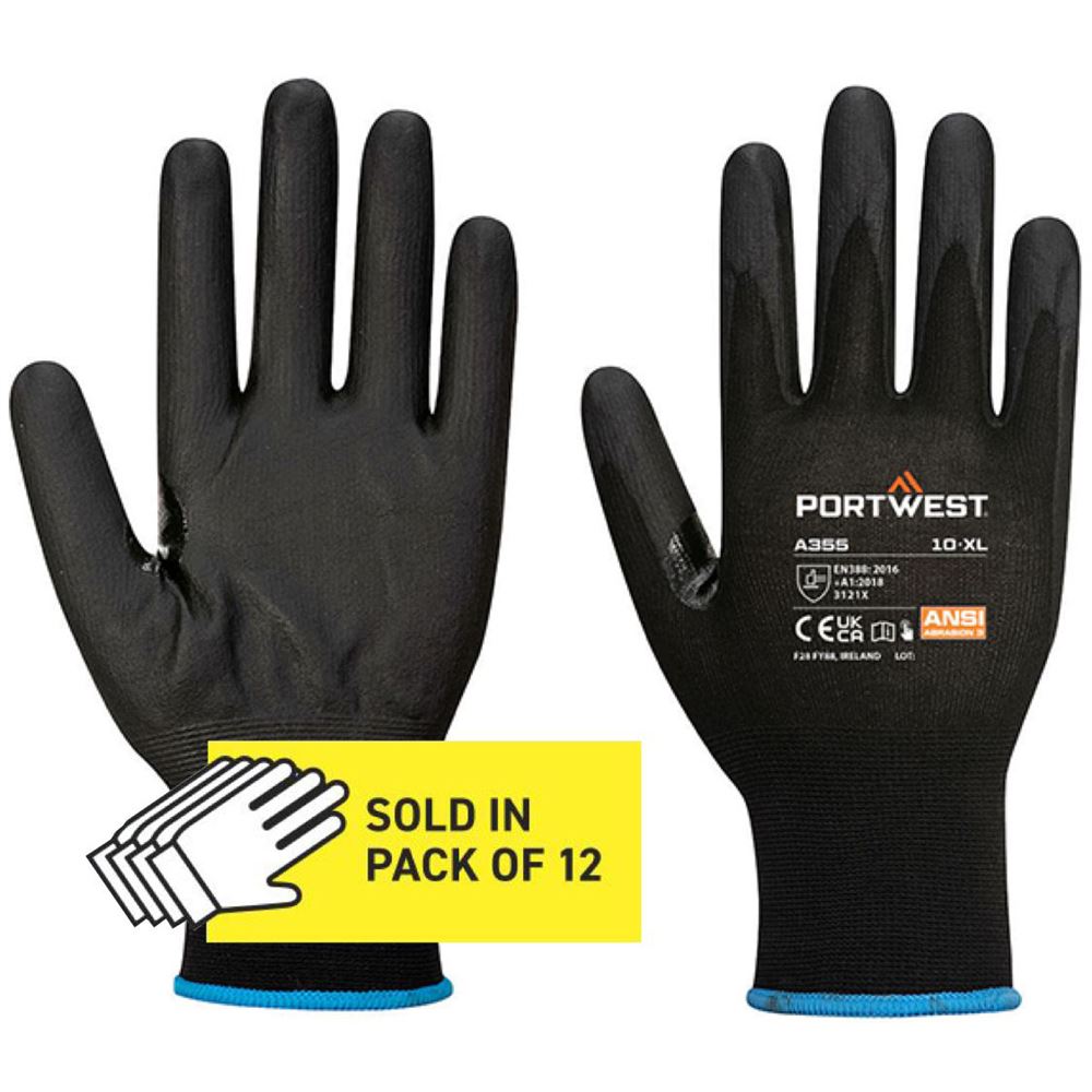Portwest A355 Touchscreen Glove with Nitrile Foam Coating - 15g Multipack (Pack 12)