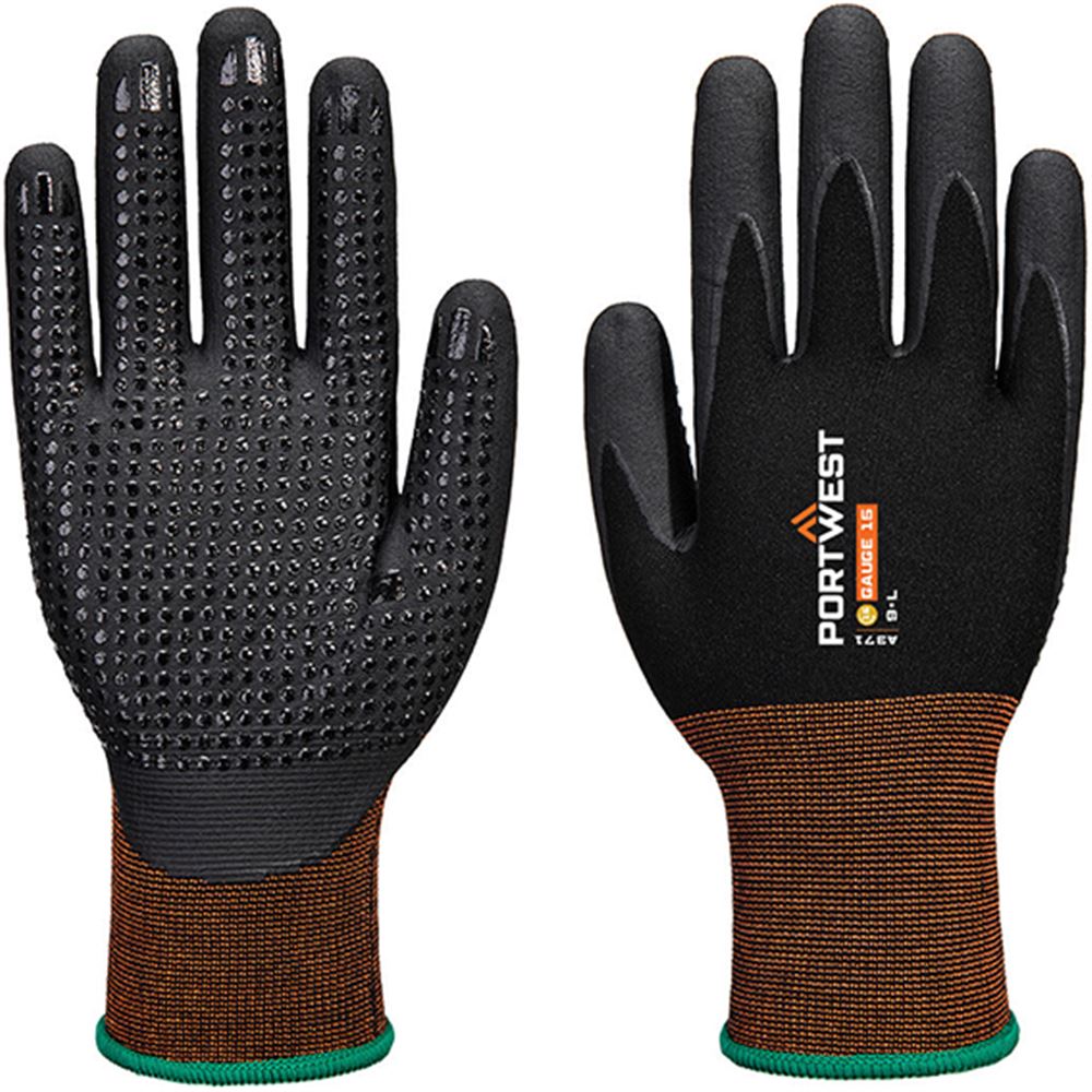 Portwest A371 GP15 Nitrile Dot Grip Glove with Dotted Nitrile Micro Foam Coating - 15g