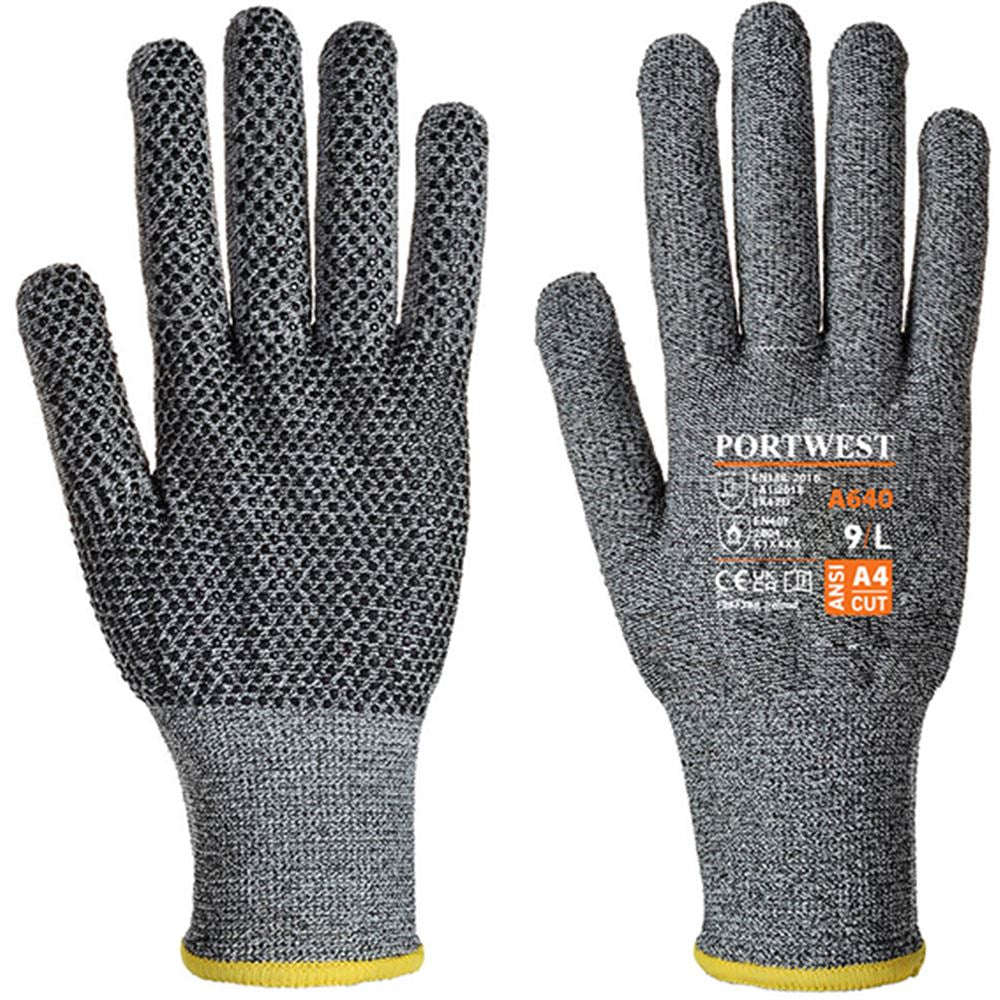 Portwest A640 PVC Dot Cut D Glove with PVC Dotted Palm - 13g
