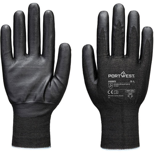 Portwest A680 Cut F Nitrile Tungsten Glove with Nitrile Micro Foam Coating - 21g
