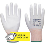 Portwest A697 LR13 ESD Antistatic Cut B Gloves with PU Palm Coating - 13 gauge (Pack 12)