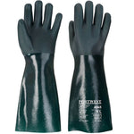Portwest A845 Double Dipped PVC Chemical Resistant Gauntlet Gloves with Sandy Palm 45cm