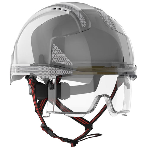 JSP EVO VISTAlens Dualswitch Safety Helmet with Integrated Eyewear & CR2 Reflective - Vented - Wheel Ratchet