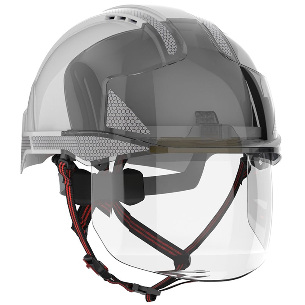 JSP EVO VISTAshield Dualswitch Safety Helmet with Integrated Faceshield & CR2 Reflective - Vented - Wheel Ratchet