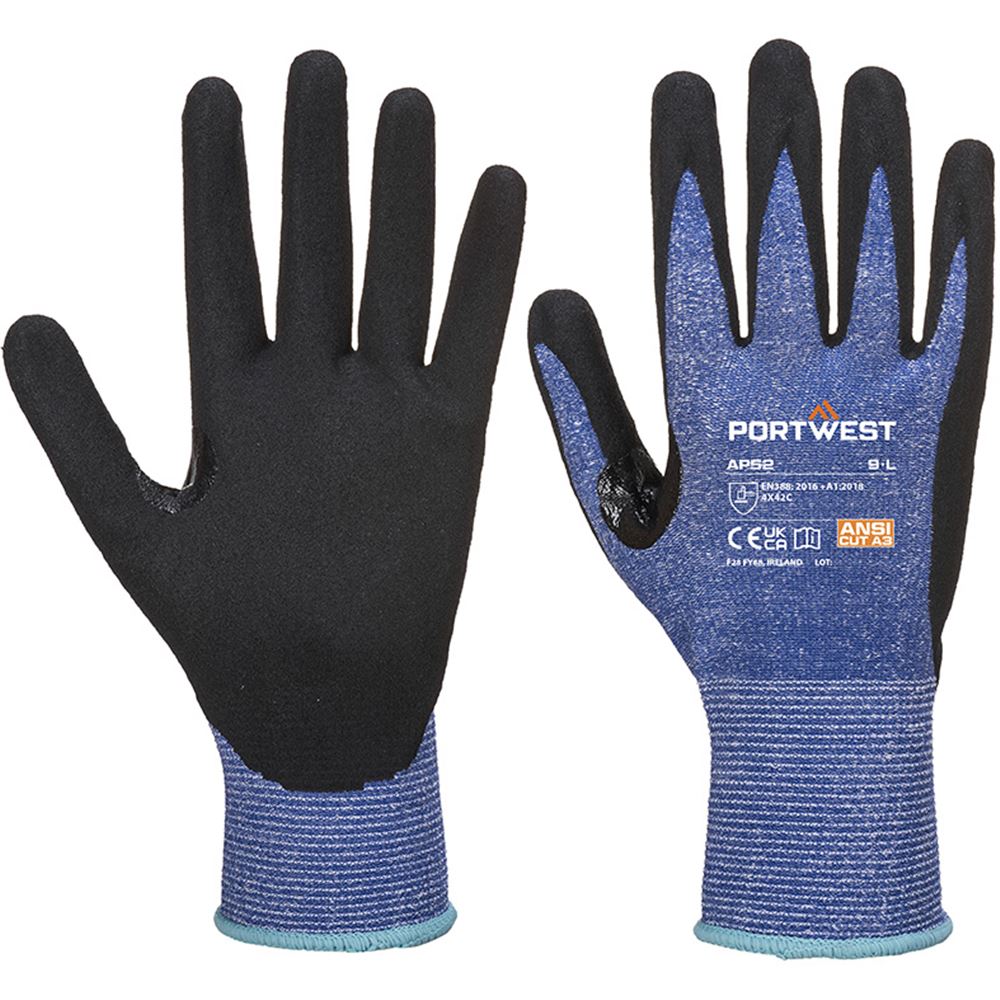 Portwest AP52 Dexti Cut C Ultra Glove with Sandy Palm Nitrile Coating - 13g