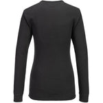 Portwest B126 Women's Black Polycotton Thermal Long Sleeve Baselayer T-Shirt 200g