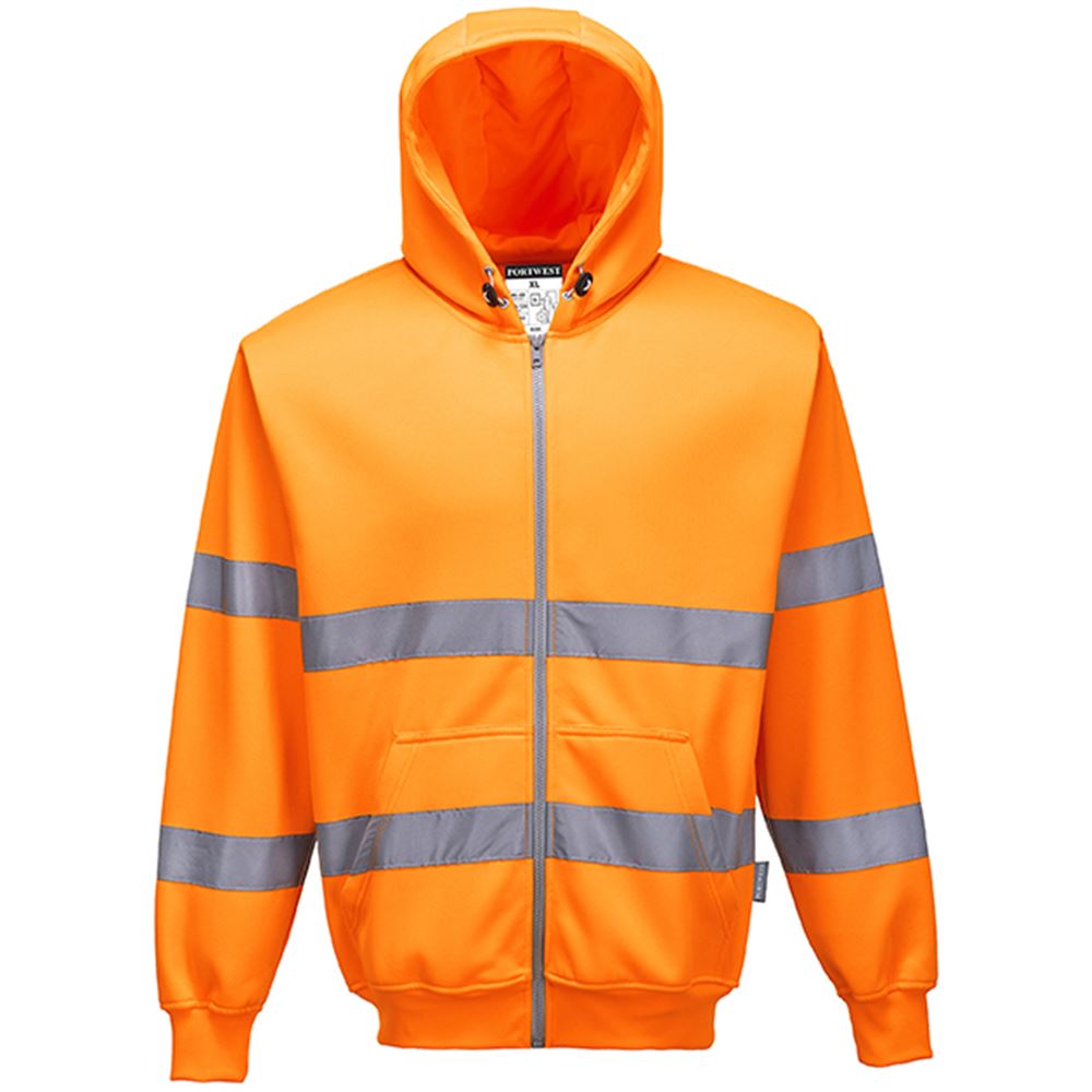 Portwest B305 Orange Hi Vis Zipped Hoodie