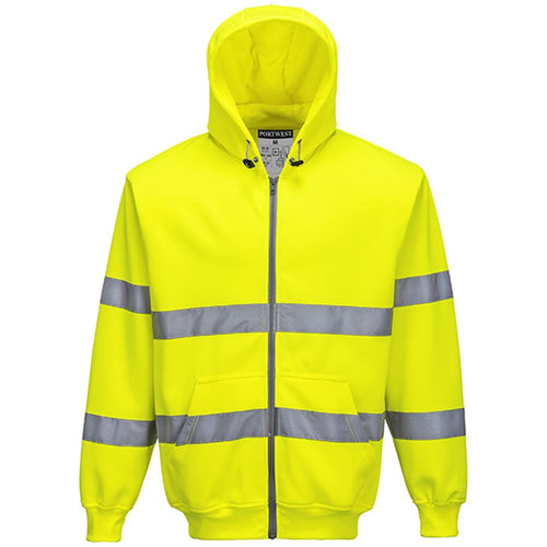 Portwest B305 Yellow Hi Vis Zipped Hoodie