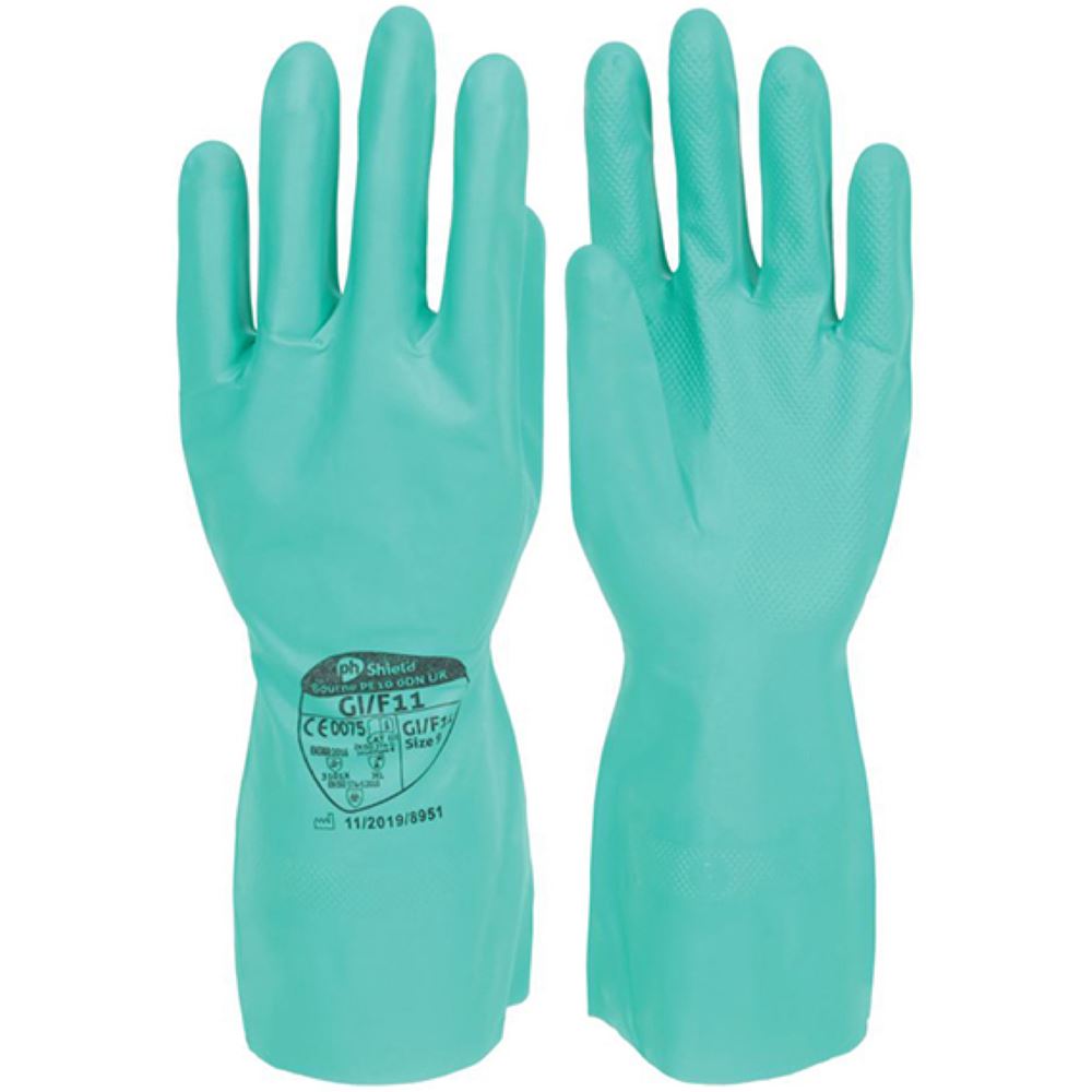 Polyco Shield GI/F11 Green Nitrile Chemical Resistant Gloves