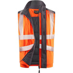 Leo Workwear Halsinger Orange Performance+ EcoViz Fleece Lined Padded Hi Vis Bodywarmer