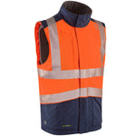 Leo Workwear Halsinger Orange Performance+ EcoViz Fleece Lined Padded Hi Vis Bodywarmer