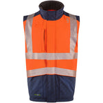 Leo Workwear Halsinger Orange Performance+ EcoViz Fleece Lined Padded Hi Vis Bodywarmer
