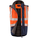 Leo Workwear Halsinger Orange Performance+ EcoViz Fleece Lined Padded Hi Vis Bodywarmer