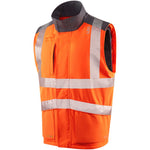 Leo Workwear Halsinger Orange Performance+ EcoViz Fleece Lined Padded Hi Vis Bodywarmer