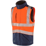 Leo Workwear Halsinger Orange Performance+ EcoViz Fleece Lined Padded Hi Vis Bodywarmer