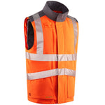 Leo Workwear Halsinger Orange Performance+ EcoViz Fleece Lined Padded Hi Vis Bodywarmer