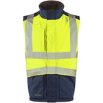 Leo Workwear Halsinger Yellow Performance+ EcoViz Fleece Lined Padded Hi Vis Bodywarmer