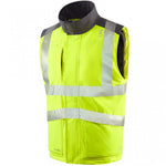 Leo Workwear Halsinger Yellow Performance+ EcoViz Fleece Lined Padded Hi Vis Bodywarmer