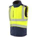 Leo Workwear Halsinger Yellow Performance+ EcoViz Fleece Lined Padded Hi Vis Bodywarmer