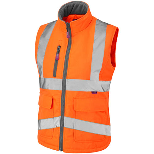 Leo Workwear Sandymere Orange Quilt Lined Women's Hi Vis Bodywarmer