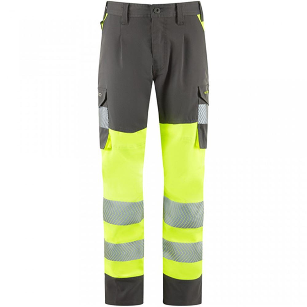 Leo Workwear Winswell EcoViz Women's Yellow/Grey Stretch Hi Vis Cargo Trouser